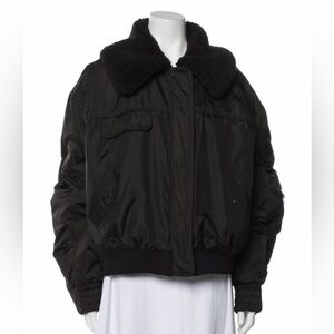 ALO Yoga Black Bomber Jacket with Shearling Collar